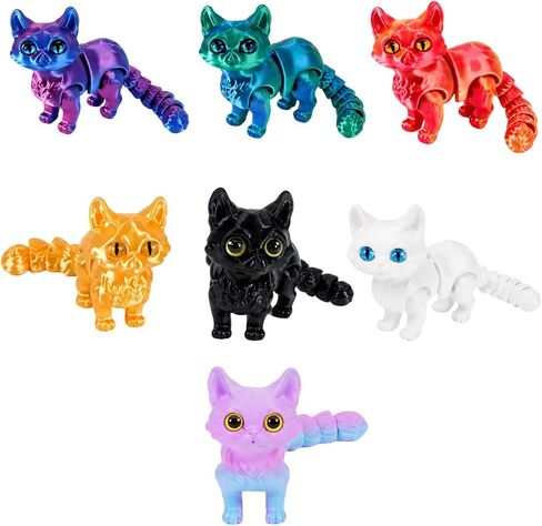 7Pcs 3D Printed cat, Stress Relief Desk Pets for Office and Classroom Focus, Made with PLA Material in Saudi Arabia