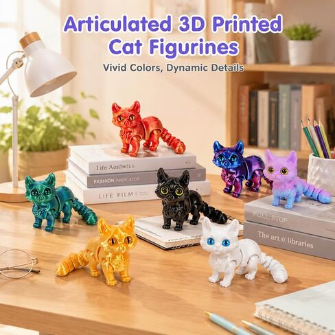 7Pcs 3D Printed cat, Stress Relief Desk Pets for Office and Classroom Focus, Made with PLA Material in Saudi Arabia