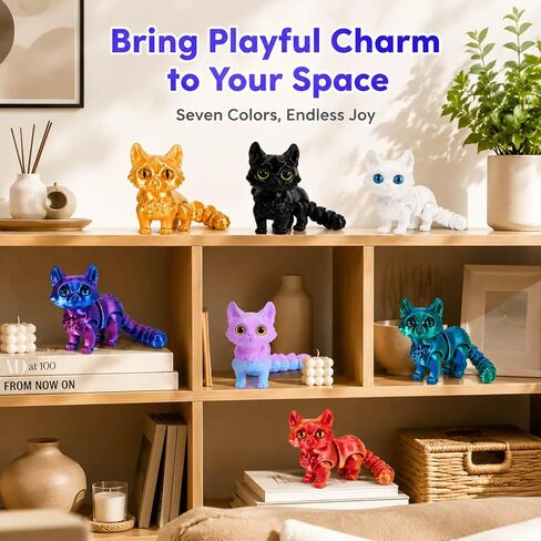 7Pcs 3D Printed cat, Stress Relief Desk Pets for Office and Classroom Focus, Made with PLA Material in Saudi Arabia