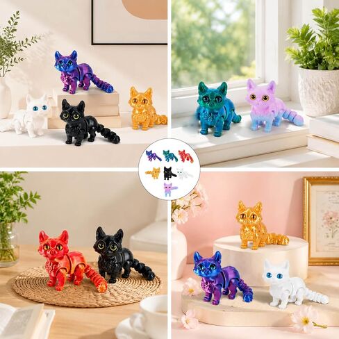 7Pcs 3D Printed cat, Stress Relief Desk Pets for Office and Classroom Focus, Made with PLA Material in Saudi Arabia