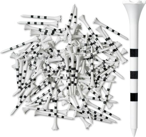 NorthPointe 3 ¼" Plastic Golf Tees – White with Black Stripes - 100 Golf Tees Plastic in Bulk in Saudi Arabia