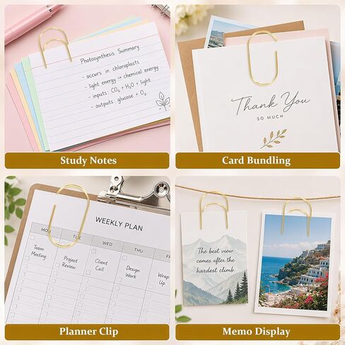 20 Pcs Jumbo Paper Clips 2 Inch (50mm), Large Gold Paperclips, Non-Skid Smooth Steel Wire, Oversized Wide Clips for Office School Planner Bookmarks in Saudi Arabia