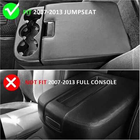DEYTOP Center Console Cover for Chevy Silverado & Tahoe 2007-2013 Console Armrest Cover for GMC Sierra 2007-2013 Car Cushion Protector Pad ( Jump Seat Console ONLY) (Black Stitching, 07-17 JUMP SEAT) in Kuwait