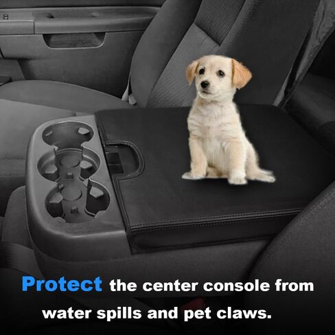 DEYTOP Center Console Cover for Chevy Silverado & Tahoe 2007-2013 Console Armrest Cover for GMC Sierra 2007-2013 Car Cushion Protector Pad ( Jump Seat Console ONLY) (Black Stitching, 07-17 JUMP SEAT) in Kuwait