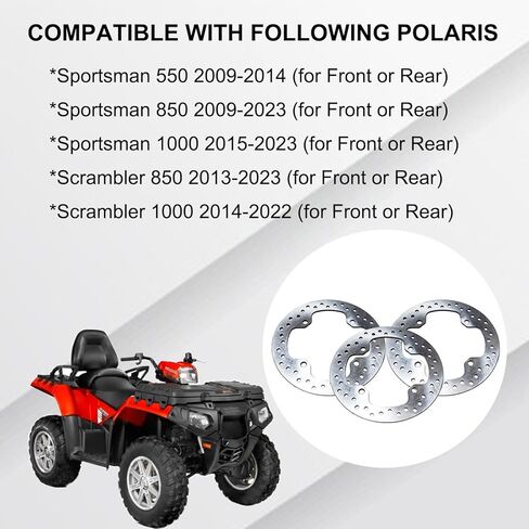 3 عبوات من أقراص الفرامل الدوارة (للأمامي أو الخلفي) متوافقة مع Polaris ATV Sportsman 550 850 1000 Scrambler 850 1000 أقراص بديلة مباشرة من الفولاذ المقاوم للصدأ OEM # 5250205 in Kuwait