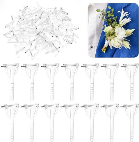 Nogeqi 90 Pcs Plastic Boutonniere Pins T-Shaped Corsage Pins, Corsage Supplies for Wedding Bride Groom DIY Clothes Accessory in Kuwait