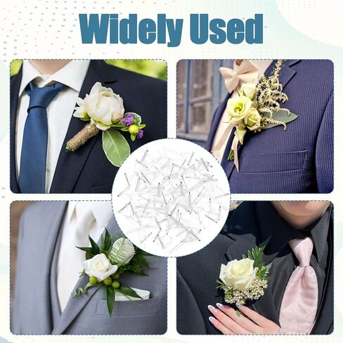 Nogeqi 90 Pcs Plastic Boutonniere Pins T-Shaped Corsage Pins, Corsage Supplies for Wedding Bride Groom DIY Clothes Accessory in Kuwait