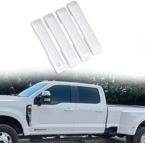 أغطية مقبض الباب متوافقة مع 2021-2025 Ford F150 Oxford White ABS غطاء مقبض الباب بدون ثقب مفتاح ذكي، بدون ثقب مفتاح للركاب in Kuwait