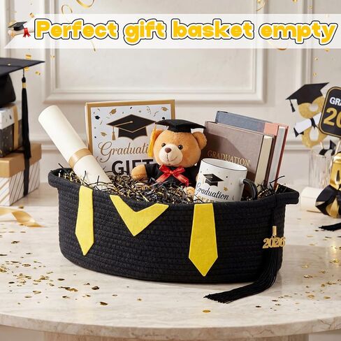 Colingmill 2 Pack 2026 Graduation Empty Gift Basket 14''x10''x5.5'' Woven Rope Basket Empty to Fill with Bag, Ribbon, Card, Tassel, DIY Congrat Gift for Class of 2026 Nurses Week in Kuwait