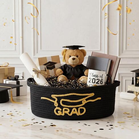 Colingmill 2 Pack 2026 Graduation Empty Gift Basket 14''x10''x5.5'' Woven Rope Basket Empty to Fill with Bag, Ribbon, Card, Tassel, DIY Congrat Gift for Class of 2026 Nurses Week in Kuwait