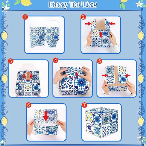 Renbuzhu 29 Pcs Lemon Amalfi Coast Party Decorations - Capri Blue Yellow Gift Boxes Decor for Mediterranean Bridal Birthday Baby Shower Favors in Saudi Arabia