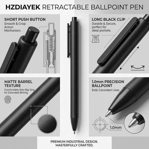 HZDIAYEK Bulk pens-50 Pack Retractable Ballpoint Pens, 1.0mm Medium Point,Smooth WritingNo Smear Click Pens Bulk, Office School Supplies for Teachers, Students, Nursing, Restaurant Servers in Saudi Arabia