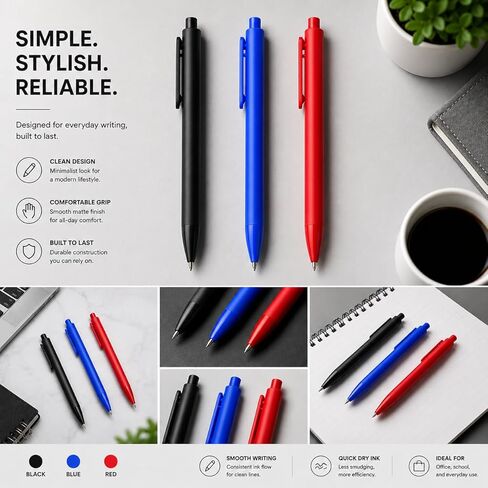 HZDIAYEK Bulk pens-50 Pack Retractable Ballpoint Pens, 1.0mm Medium Point,Smooth WritingNo Smear Click Pens Bulk, Office School Supplies for Teachers, Students, Nursing, Restaurant Servers in Saudi Arabia