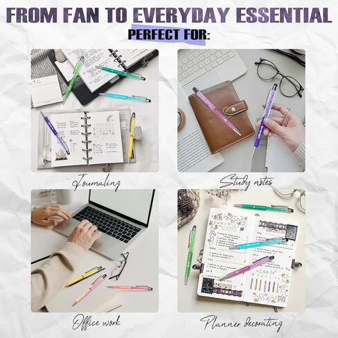 8PCS Kpop Bangtan Ballpoint Pen Set with Stylus Tips for Army, Black Ink Fan Pens with Engraved Names, Cute Brithday Party Gifts Office School Writing Supplies for Music Lovers in Kuwait