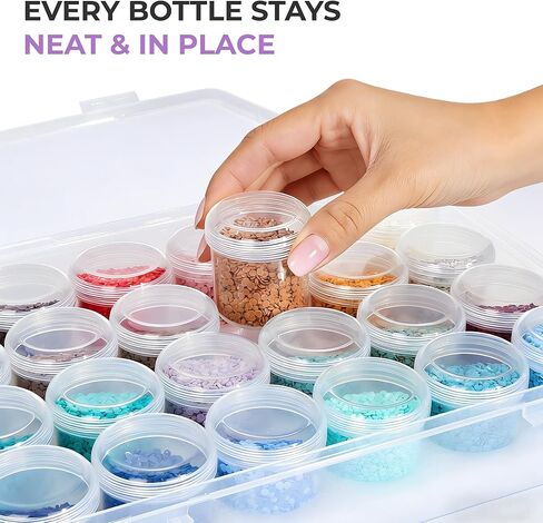 MOLEDINO 48 Slots Diamond Art Storage with 4cm Wide Mouth Jars and Foam Insert, Bead Organizer with Sticker Labels for Diamond Painting Beads (2 Pack) in Saudi Arabia