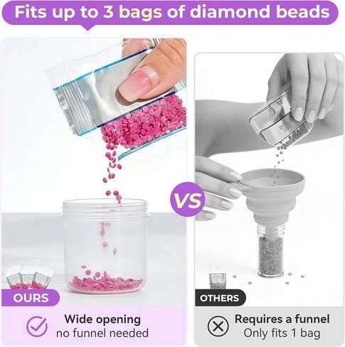 MOLEDINO 48 Slots Diamond Art Storage with 4cm Wide Mouth Jars and Foam Insert, Bead Organizer with Sticker Labels for Diamond Painting Beads (2 Pack) in Saudi Arabia