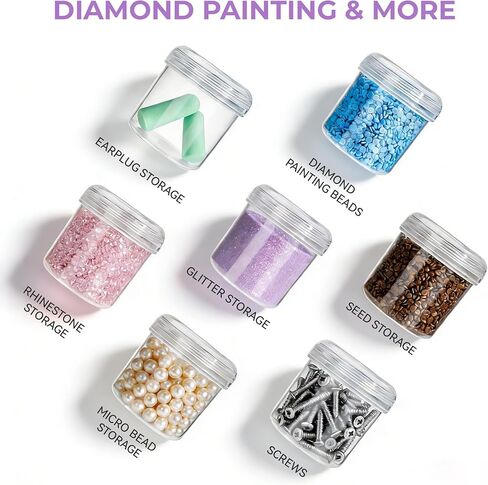MOLEDINO 48 Slots Diamond Art Storage with 4cm Wide Mouth Jars and Foam Insert, Bead Organizer with Sticker Labels for Diamond Painting Beads (2 Pack) in Saudi Arabia