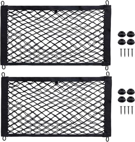 2PCS Elastic Small Cargo Net Pocket Storage - Versatile Mesh Organizer for Car Trunks, RVs, and Boats with Mounting Screws and Hooks (24 x 9.8 Inches) in Saudi Arabia