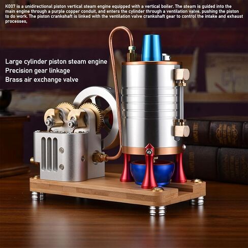 All-Metal Vertical Dual-Cylinder Oneway Piston Steam Engine Model Semi-Circular Dynamically Balanced Crankshaft Educational Collectible Mechanical Model (RTR Version) in Saudi Arabia