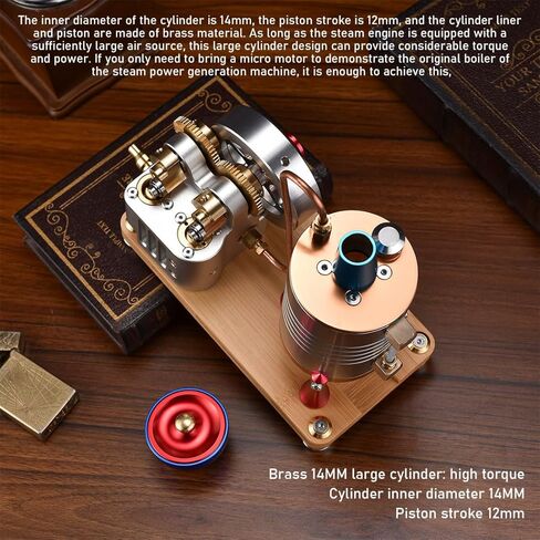 All-Metal Vertical Dual-Cylinder Oneway Piston Steam Engine Model Semi-Circular Dynamically Balanced Crankshaft Educational Collectible Mechanical Model (RTR Version) in Saudi Arabia