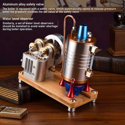 All-Metal Vertical Dual-Cylinder Oneway Piston Steam Engine Model Semi-Circular Dynamically Balanced Crankshaft Educational Collectible Mechanical Model (RTR Version) in Saudi Arabia
