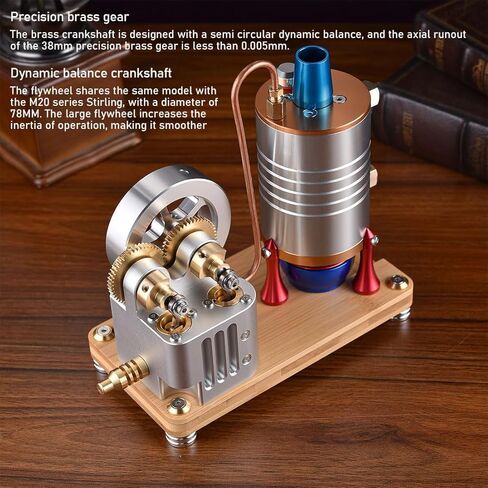 All-Metal Vertical Dual-Cylinder Oneway Piston Steam Engine Model Semi-Circular Dynamically Balanced Crankshaft Educational Collectible Mechanical Model (RTR Version) in Saudi Arabia