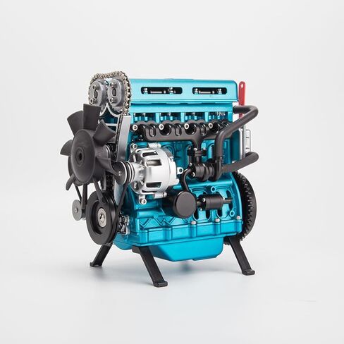 FunXylophy Mini L4 Engine Model Kit that Runs, 3D Metal Turbocharged Inline-Four Car Engine, Engine Internal Combustion Model, Physics Experiment Set for Adult (364+PCS/Blue) in Saudi Arabia