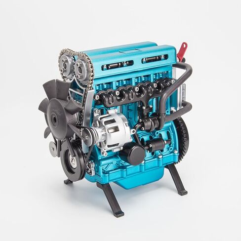 FunXylophy Mini L4 Engine Model Kit that Runs, 3D Metal Turbocharged Inline-Four Car Engine, Engine Internal Combustion Model, Physics Experiment Set for Adult (364+PCS/Blue) in Saudi Arabia