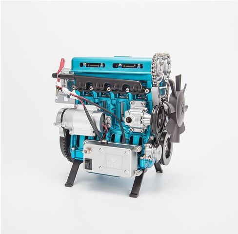 FunXylophy Mini L4 Engine Model Kit that Runs, 3D Metal Turbocharged Inline-Four Car Engine, Engine Internal Combustion Model, Physics Experiment Set for Adult (364+PCS/Blue) in Saudi Arabia