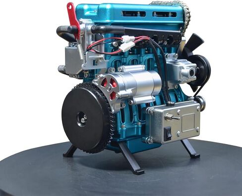 FunXylophy Mini L4 Engine Model Kit that Runs, 3D Metal Turbocharged Inline-Four Car Engine, Engine Internal Combustion Model, Physics Experiment Set for Adult (364+PCS/Blue) in Saudi Arabia