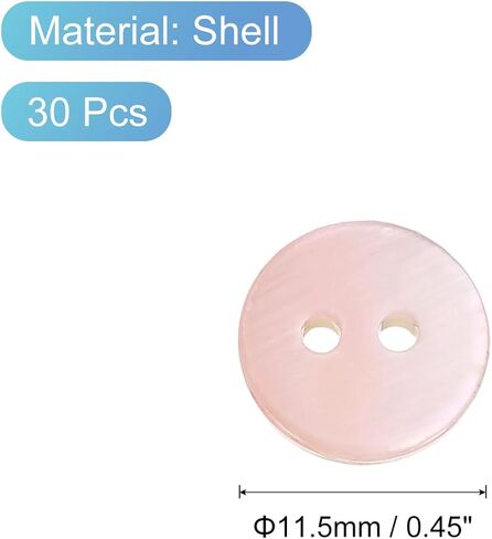 uxcell 30Pcs Natural Shell Buttons, 11.5mm Mother of Pearl Buttons Bowl Shaped Shell Shank Button for Shirt Sewing DIY Crafts Decoration, Gradient Pink in Kuwait