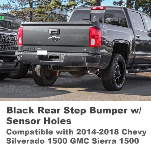 Rear Step Bumper Fit for 2014-2018 Chevy Silverado Sierra 1500,Black Back Bumper Assembly with Parking Sensor Holes in Kuwait