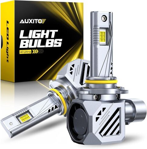 AUXITO 9005 HB3 LED Bulbs, 60,000LM 6500K Cool White, 20-Year Long Service Life with Cooling Fan, Plug and Play Light Kit, Pack of 2 in Kuwait