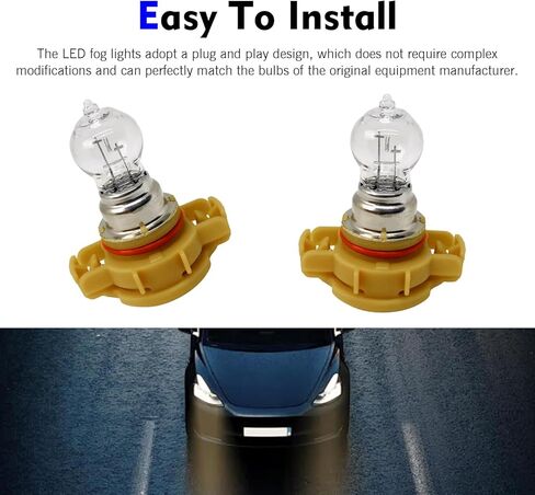 2 PCS 2 PCS PSX24W Daytime Running Lights Bulbs, 4300K 2504 Halogen Daytime Running Lamps, 12V 24W Fog Light Bulbs, Universal Light Accessories for Most Cars, SUVs (White) in Kuwait