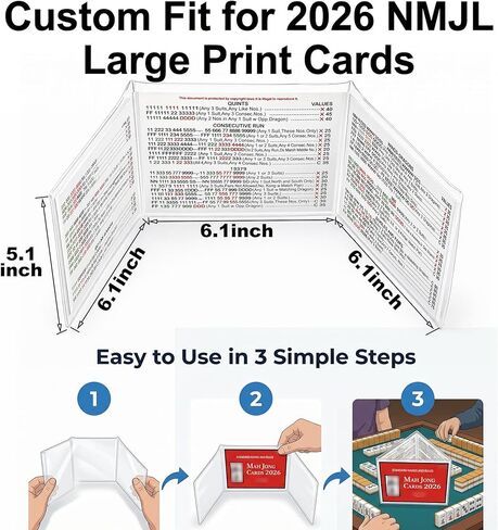 Mahjong Card Sleeve Holder, 2026 Clear Mahjong Card Protector for Large Print Scorecard, Fit NMJL 6 1/8" x 4 3/4" National Mah Jongg League Card, Durable Plastic Cover 1 Pack in Saudi Arabia