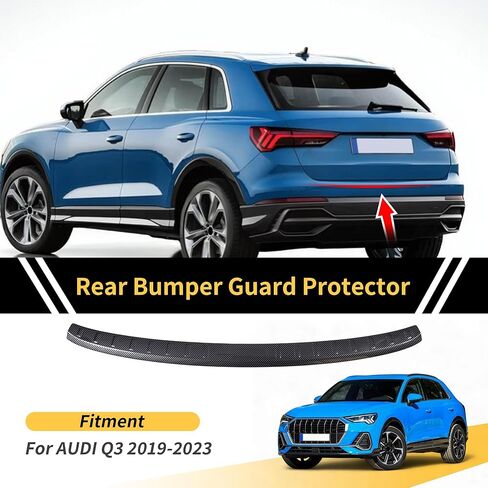 Rear Bumper Cover for AUDI Q3 2019-2023 Bumper Trunk Door Entry Guard Cover Protector Black Carbon Fiber 1 Pcs in Kuwait