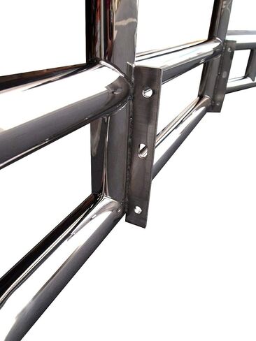 Large Heavy Duty Polished 304 Stainless Steel Deer Guard w/Bracket compatible with Kenworth T680 13-21 in Kuwait