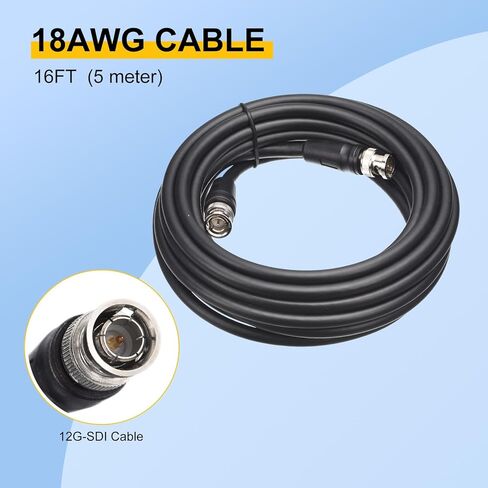 MECCANIXITY 32.8FT 12G-SDI Cable, 4K 60Hz HD-SDI Video Cable 75 Ohm RG6 BNC Cable 18AWG Cable Wire Supports HD-SDI/3G/6G-SDI for Camera Surveillance CCTV System in Saudi Arabia