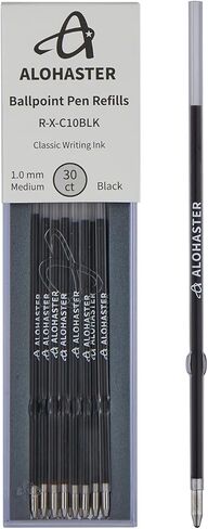 Alohaster Refills 107 mm, for Click Retractable Ballpoint Pens, Classic Writing Ink, 1.0 mm, Black, 30 Count in Kuwait