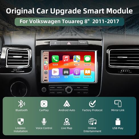 Wireless Carplay Android Auto Adapter for VW Touareg 2011-2017 with 2.4G /5.8G WiFi and Bluetooth 5.0, Carplay Retrofit Kit Decoder for VW Touareg 2012 2013 2014 2015 2016 with Mirrorlink, Siri, GPS in Saudi Arabia