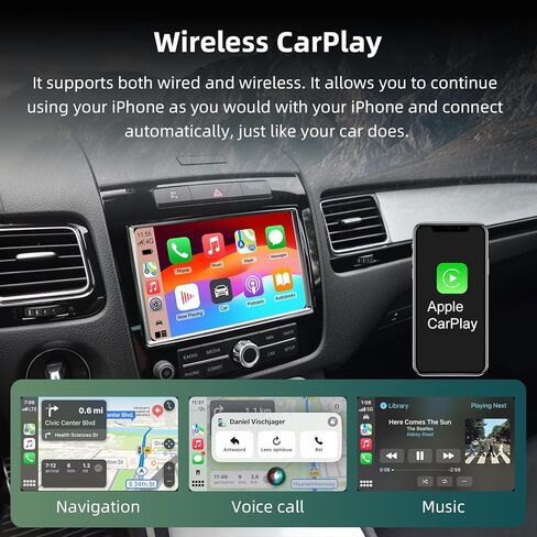Wireless Carplay Android Auto Adapter for VW Touareg 2011-2017 with 2.4G /5.8G WiFi and Bluetooth 5.0, Carplay Retrofit Kit Decoder for VW Touareg 2012 2013 2014 2015 2016 with Mirrorlink, Siri, GPS in Saudi Arabia