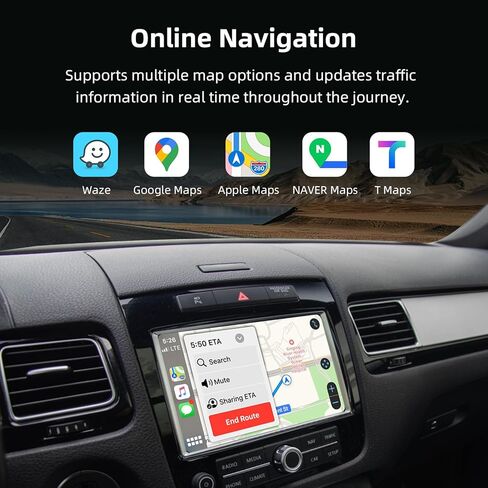Wireless Carplay Android Auto Adapter for VW Touareg 2011-2017 with 2.4G /5.8G WiFi and Bluetooth 5.0, Carplay Retrofit Kit Decoder for VW Touareg 2012 2013 2014 2015 2016 with Mirrorlink, Siri, GPS in Saudi Arabia