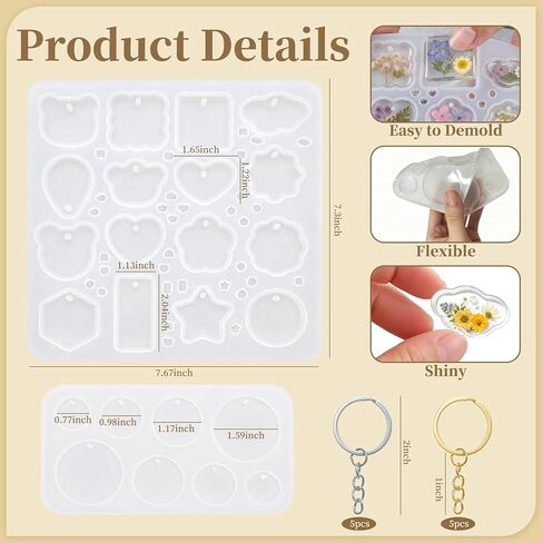Keychain Resin Molds Silicone with Hole 24 Cavities Silicone Keychain Jewelry Making Kit Epoxy Resin Molds for Keychains Jewelry Pendant in Saudi Arabia