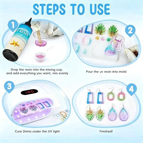 UV Resin 2000g Upgrade Low Odor & Hard Type Crystal Clear UV Curing for DIY Craft Jewelry Making, Coating and Casting in Kuwait