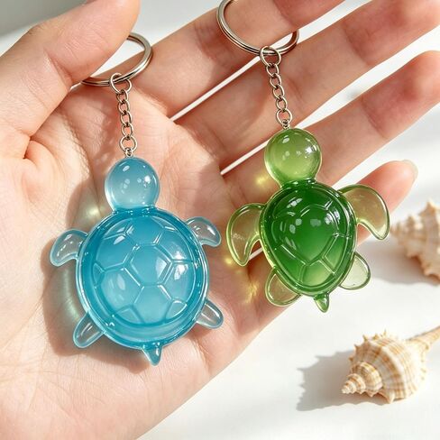 Mini Turtle Resin Molds, 4-Cavity Turtle Silicone Mold Sea Animal Keychain Molds Epoxy Resin Casting Molds with Key Rings for DIY Craft Keychain House Garden Dollhouse Micro Landscape Decor in Kuwait