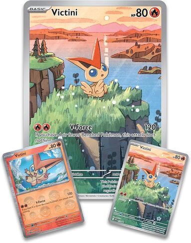 Pokémon TCG Unova Victini Illustration Collection, 1 Full-Art Foil Promo Card, 4 Booster Packs & 1 Oversize Illustration Rare-Style Foil Promo Card in Kuwait
