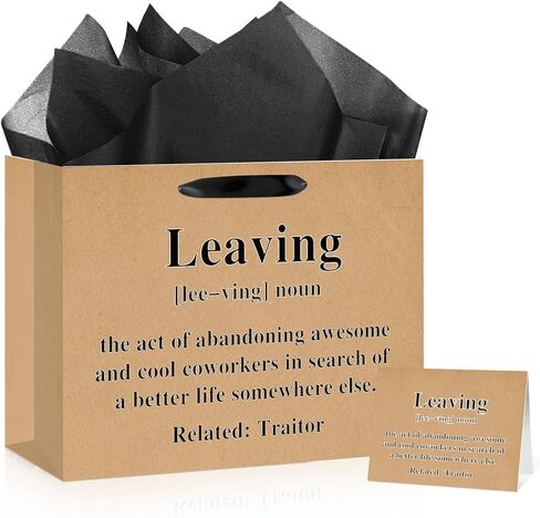 Wauprant Funny Coworker Leaving Gift Bag with Wrapping Tissue Paper & Card Large Rude That You're Leaving But Ok Wrap Bag Going Away Farewell Party Supplies for Women Men Retirement Goodbye New Job in Saudi Arabia