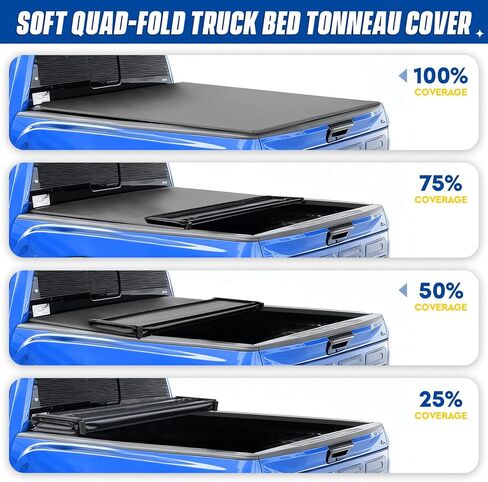 غطاء تونو لسرير الشاحنة رباعي الطي بطول 6.5 قدم لسيارة Chevy Silverado لـ GMC Sierra 1500 2014-2019، لـ Silverado Sierra 2500 HD 3500 HD 2015-2018، Fleetside 6.5 قدم 78 في السرير in Kuwait
