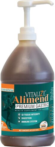Vitalize Alimend - Horse Gastric & Equine Ulcer Support Solution, Horse Probiotics & Digestive Supplements Alternative, Horse Weight Gain Supplement, 128 Fluid Ounce (3785ml) in Kuwait