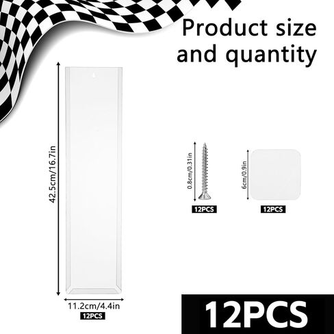 12 Pack Clear Display Case for Packaged Model Cars Toy Car Storage Organizer Wall Mount-Holds up to 120 Cars Model Car Display Cases Display Shelf Rack Compatible with Hot Wheels, 16.7"x4.4" in Kuwait